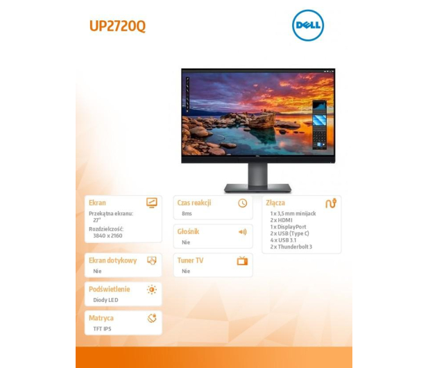 Dell UP2720Q czarny PremierColor - 547368 - zdjęcie 2